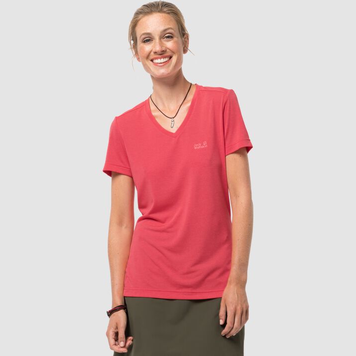 T-shirt Jack Wolfskin Crosstrail Mujer Rojos Mexico-1415276